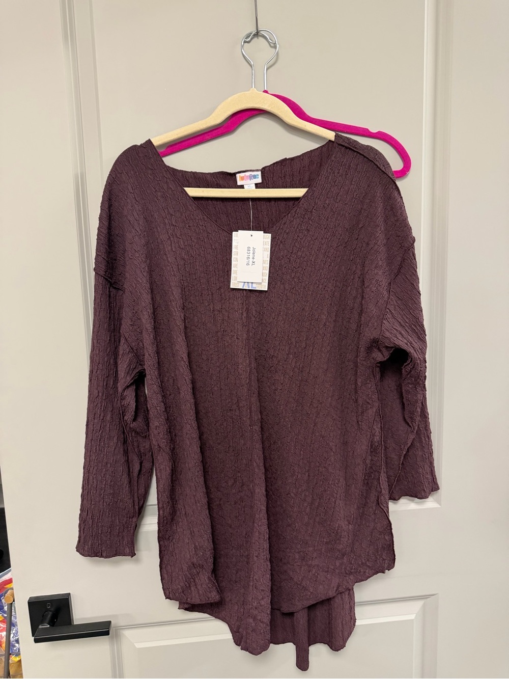 LuLaRoe Textured V-Neck Tunic Top - Plum